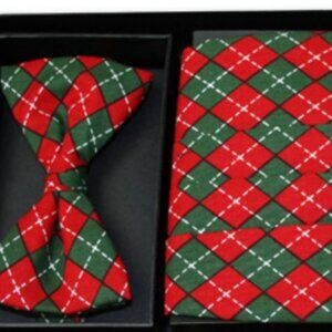 HOLIDAY PLAID PLEATED CUMMERBUND & BOW TIE SET